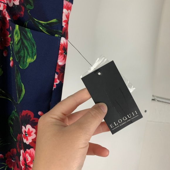 Eloquii Plus Size Katy Ankle Work Pants in Navy and Pink Floral - Picture 10 of 12